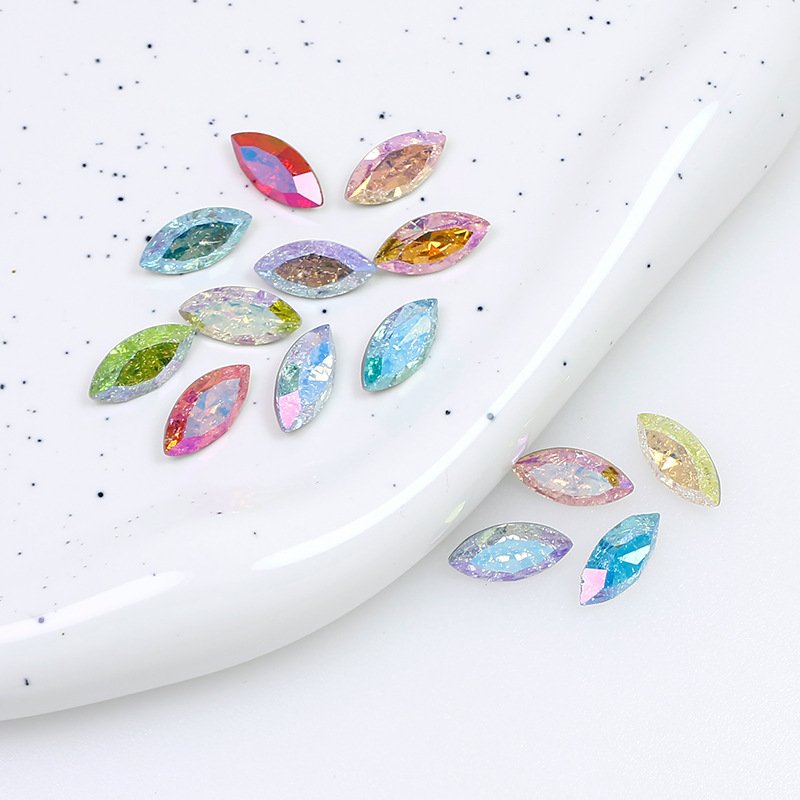 Navette rhinestones pointback Ice Crackle k9 crystal fancy stone wholesale lead-free crystal beads for jewelry diy accessories