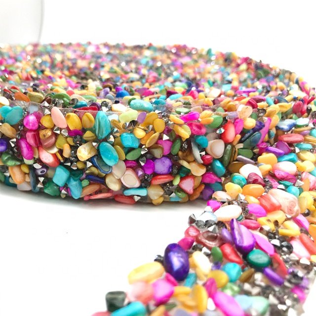 L216 3cm width SS12 Resin Stones Colorful Natural Stones Hotfix Rhinestone stones Trim for Phone Shoe Decoration
