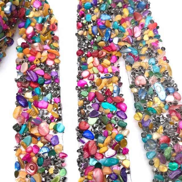 L216 3cm width SS12 Resin Stones Colorful Natural Stones Hotfix Rhinestone stones Trim for Phone Shoe Decoration