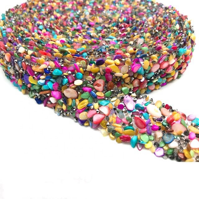 L216 3cm width SS12 Resin Stones Colorful Natural Stones Hotfix Rhinestone stones Trim for Phone Shoe Decoration