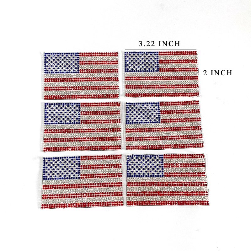 Wholesale American Flag Patch Hat Iron on Badge Patch Sparkling National Country US Rhinestone Flag Patch for Hat Bag Clothing