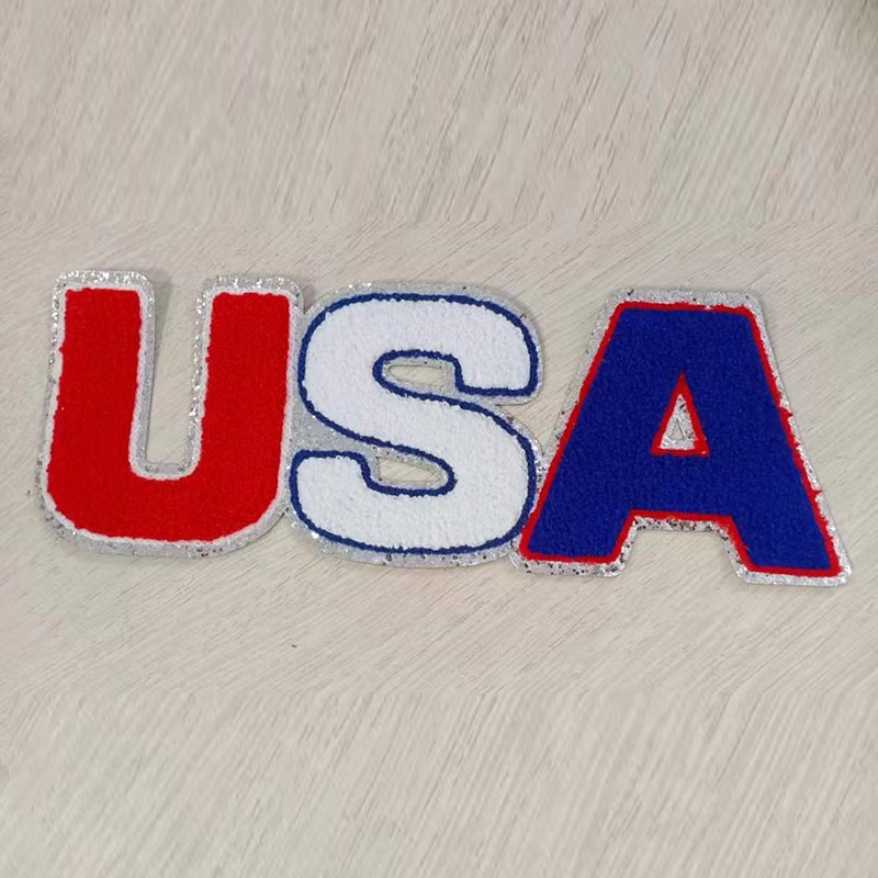 Wholesale American Flag Patch Hat Iron on Badge Patch Sparkling National Country US Rhinestone Flag Patch for Hat Bag Clothing