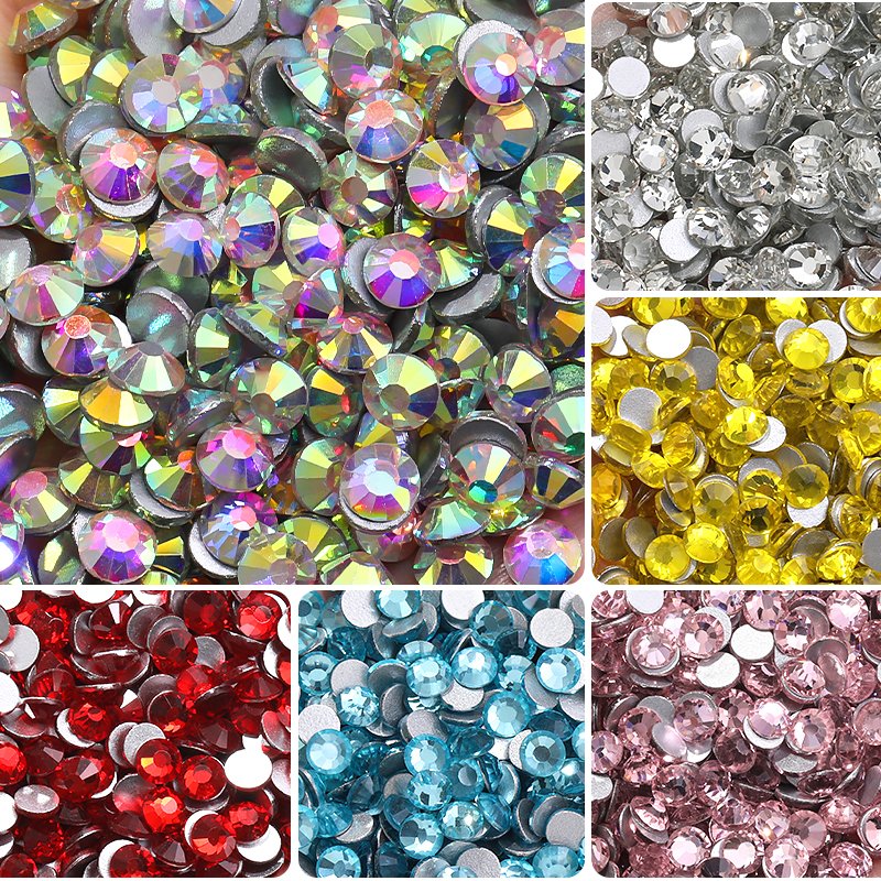 XC New Arrivals 1440pcs ss3-ss60 Bulk Glue on Rhinestones Wholesale Non Hotfix Flat Back Glass Crystal Bling Stones Accessories