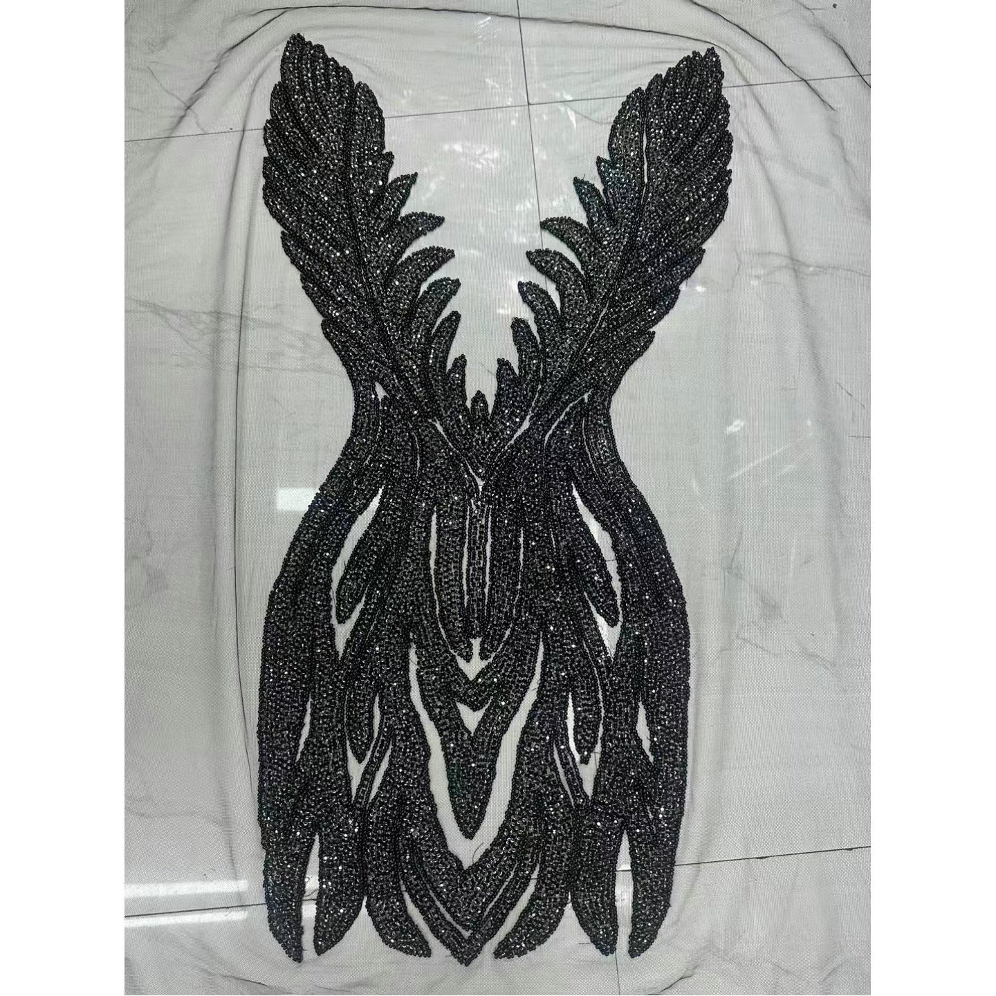 High Quality Shiny All Glass Panel Dress Bodice Rhinestone Applique And Onlays
