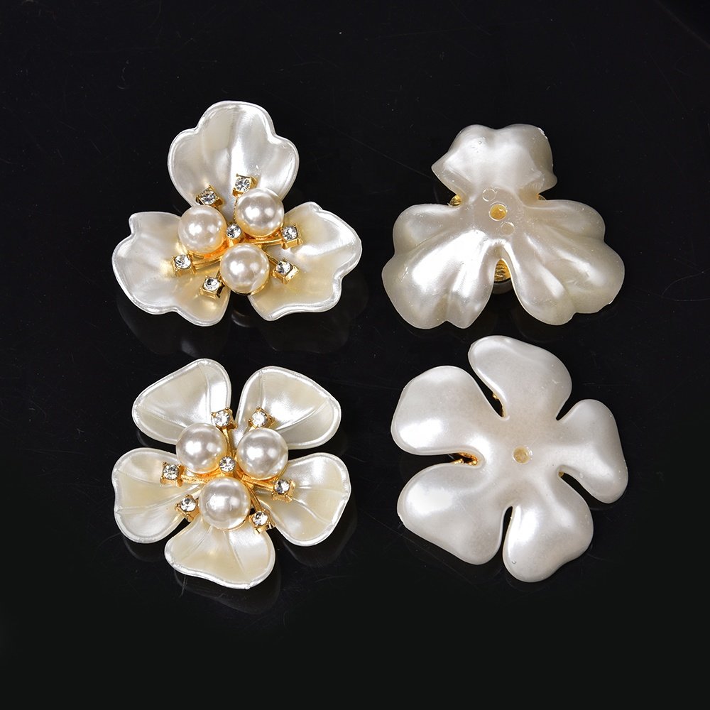Copper Rhinestone Shell Pearl Flower Button Hair Accessories Embellishment Wedding Dress Applique Diy Jewelry Findings Ornament