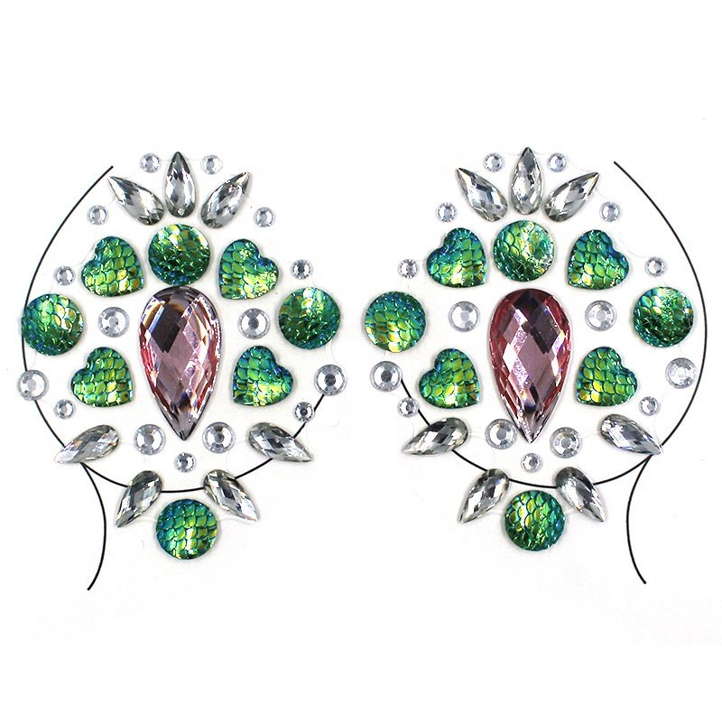 Wholesale Women's Sexy Rhinestone Music Festival Shining Chest Pasties Nipple Covers