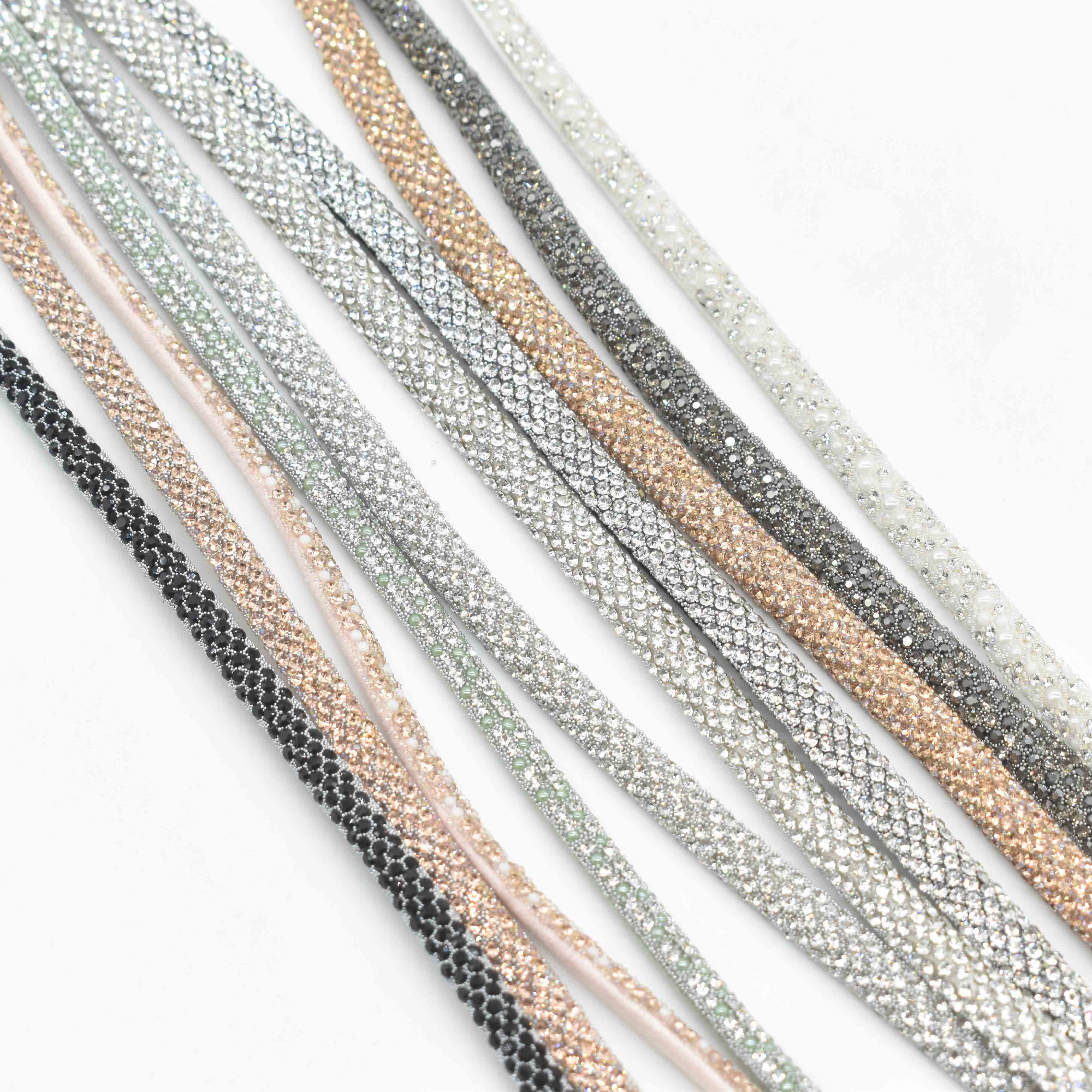 New Luxury Cotton Rhinestone Strips Crystal Bead Rope Bling Rhinestone Cord For Shoe Decoration