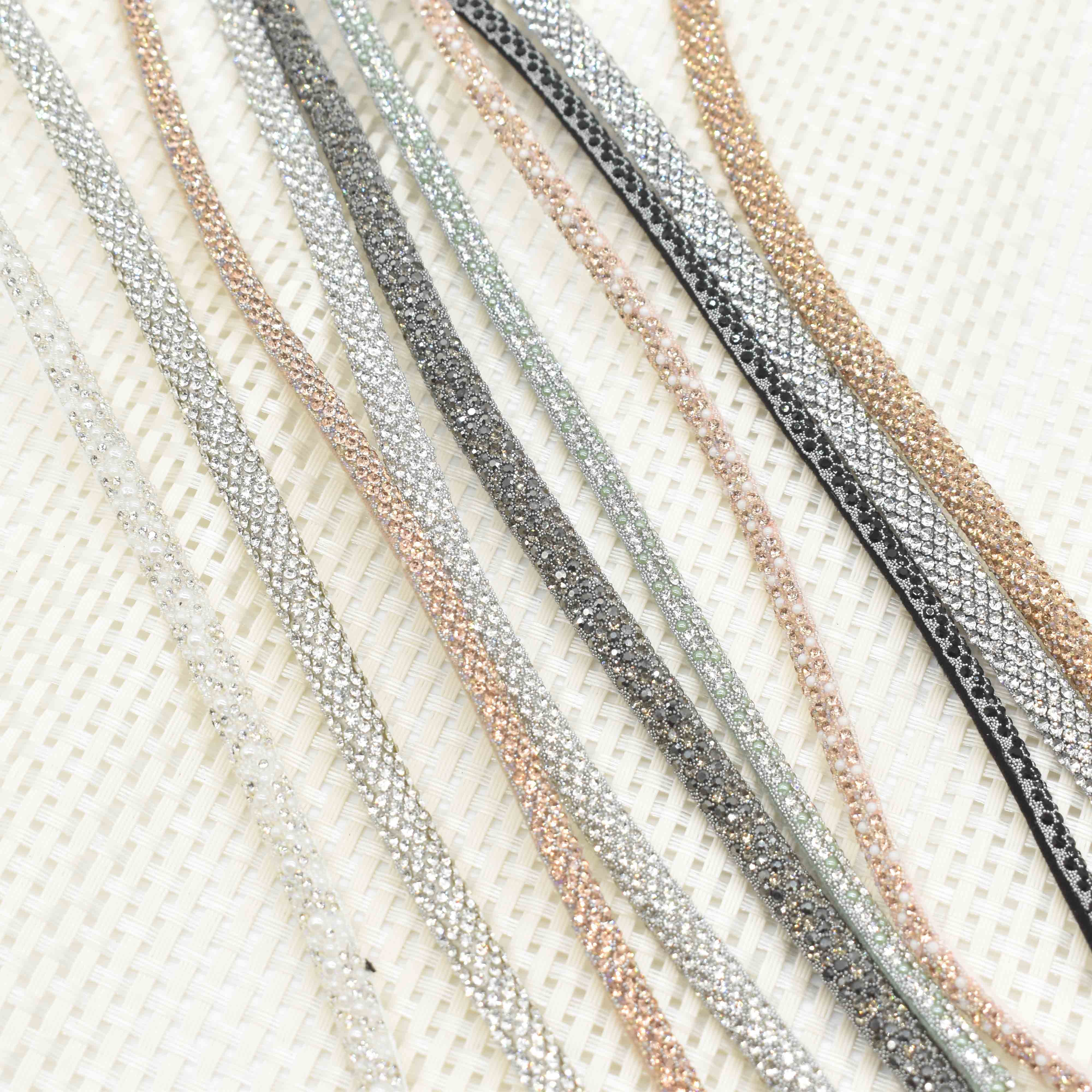 New Luxury Cotton Rhinestone Strips Crystal Bead Rope Bling Rhinestone Cord For Shoe Decoration