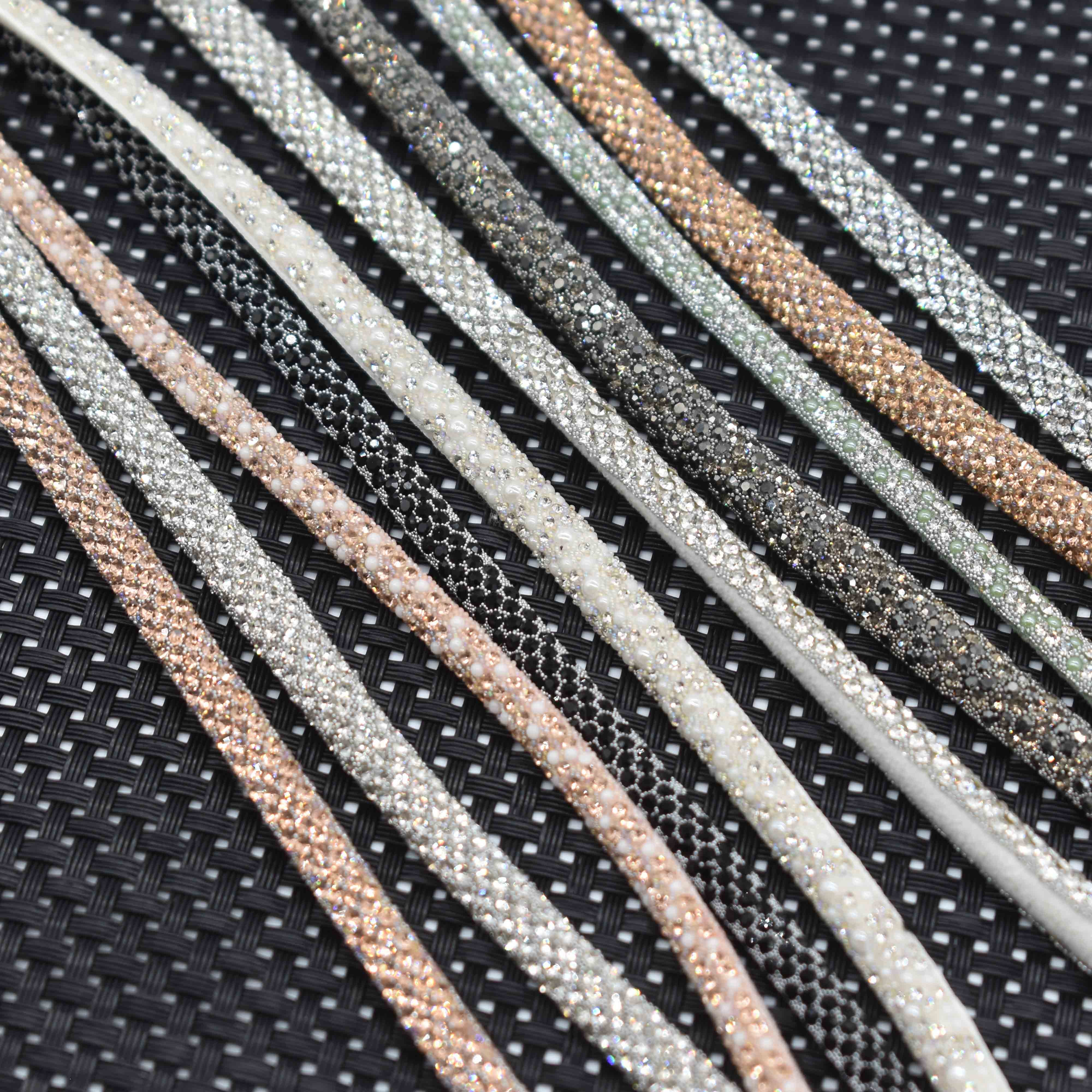 New Luxury Cotton Rhinestone Strips Crystal Bead Rope Bling Rhinestone Cord For Shoe Decoration