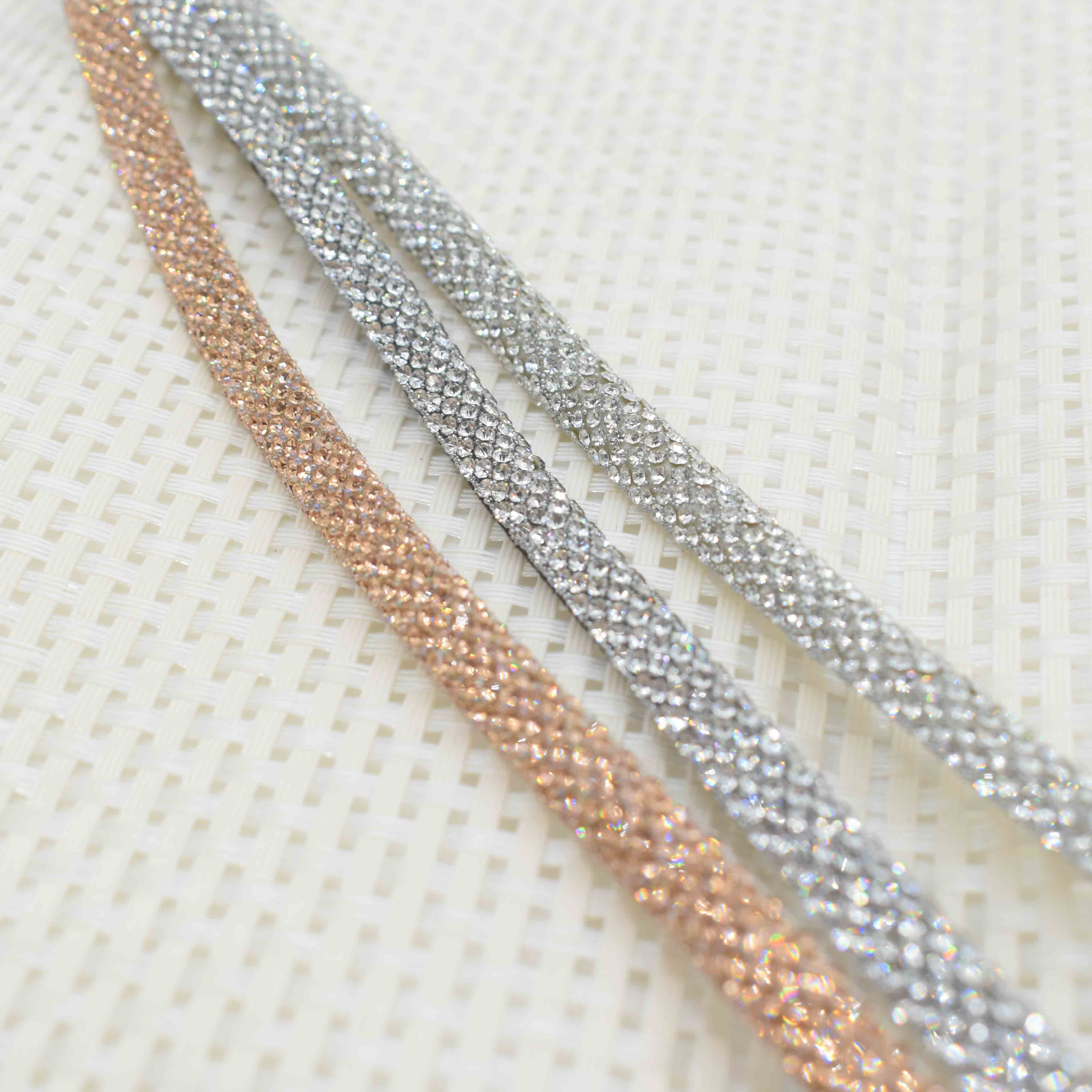 New Luxury Cotton Rhinestone Strips Crystal Bead Rope Bling Rhinestone Cord For Shoe Decoration