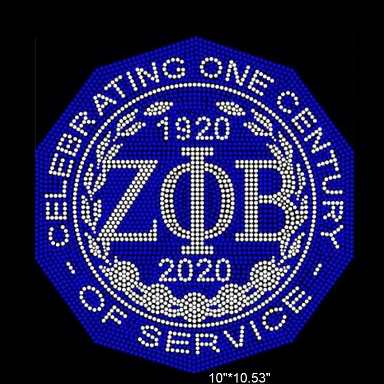 Custom Zeta Hotfix Heat Press Rhinestone Transfer Iron On Crystal Motif zeta phi beta sorority