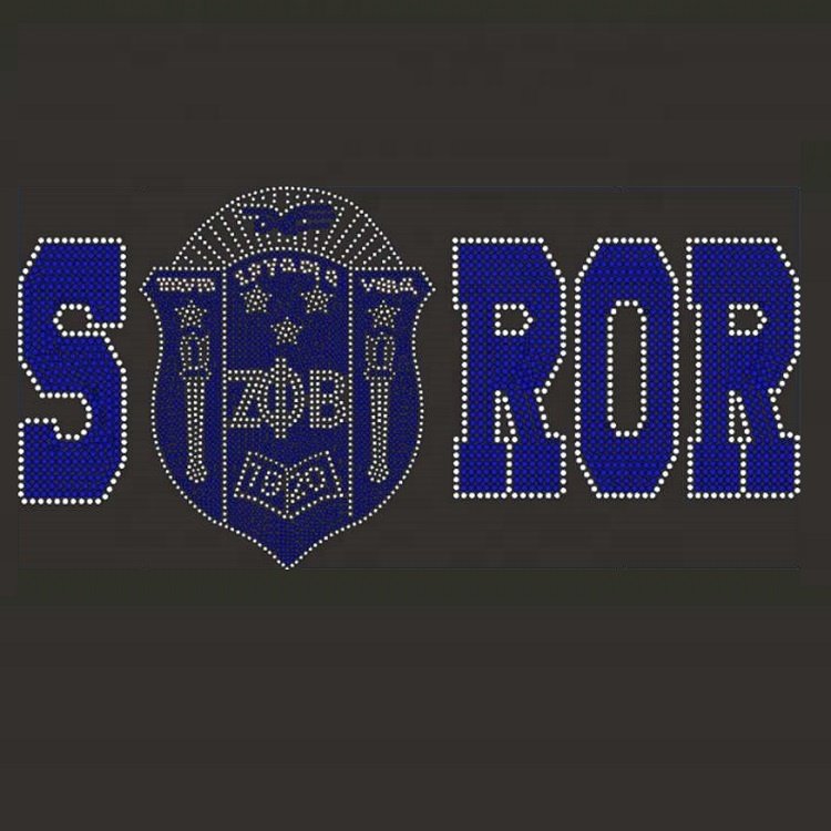 Custom Zeta Hotfix Heat Press Rhinestone Transfer Iron On Crystal Motif zeta phi beta sorority
