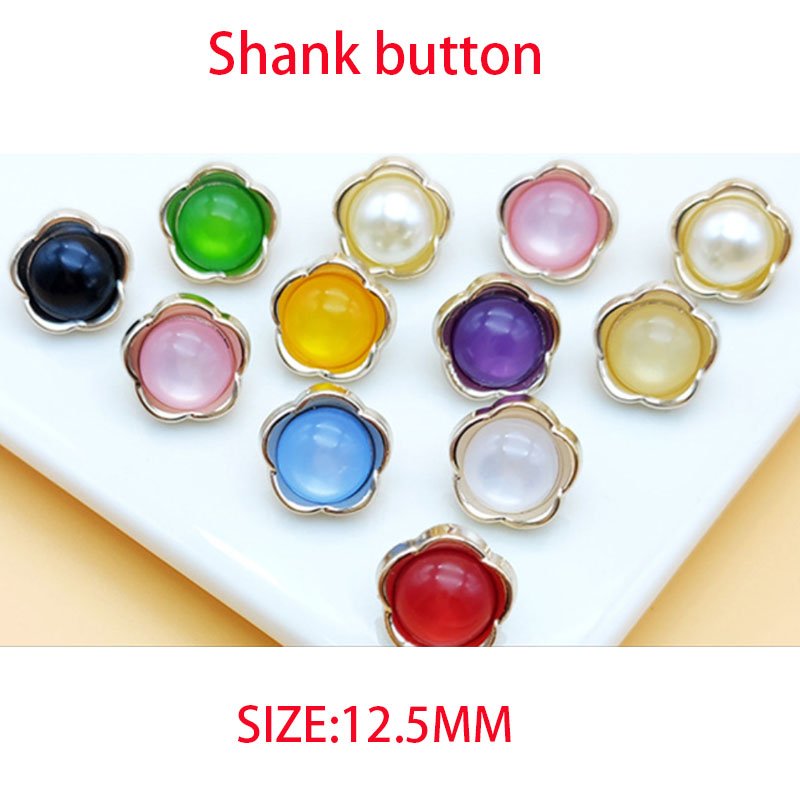 clothes accessories fancy fashion woman decorated shank crystal rhinestone golden plastic pearl buttons for clothing