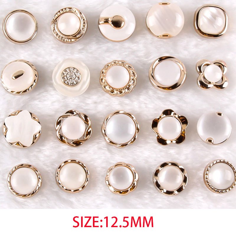 clothes accessories fancy fashion woman decorated shank crystal rhinestone golden plastic pearl buttons for clothing