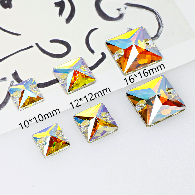 Square Sew on crystal flatback Rhinestones wholesale loose lead-free crystal beads for garment shoes diy sewing accessories