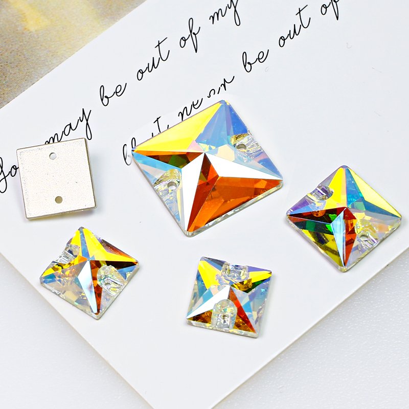 Square Sew on crystal flatback Rhinestones wholesale loose lead-free crystal beads for garment shoes diy sewing accessories