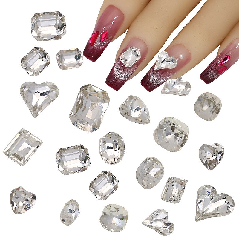 Glitter Shimmer Clear Nail Rhinestones Luxury Crystal Sharp Bottom Diamond For 3d Nails Art Charms