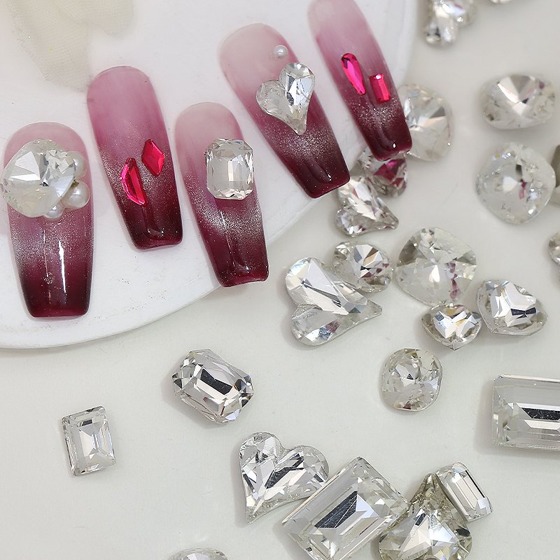 Glitter Shimmer Clear Nail Rhinestones Luxury Crystal Sharp Bottom Diamond For 3d Nails Art Charms