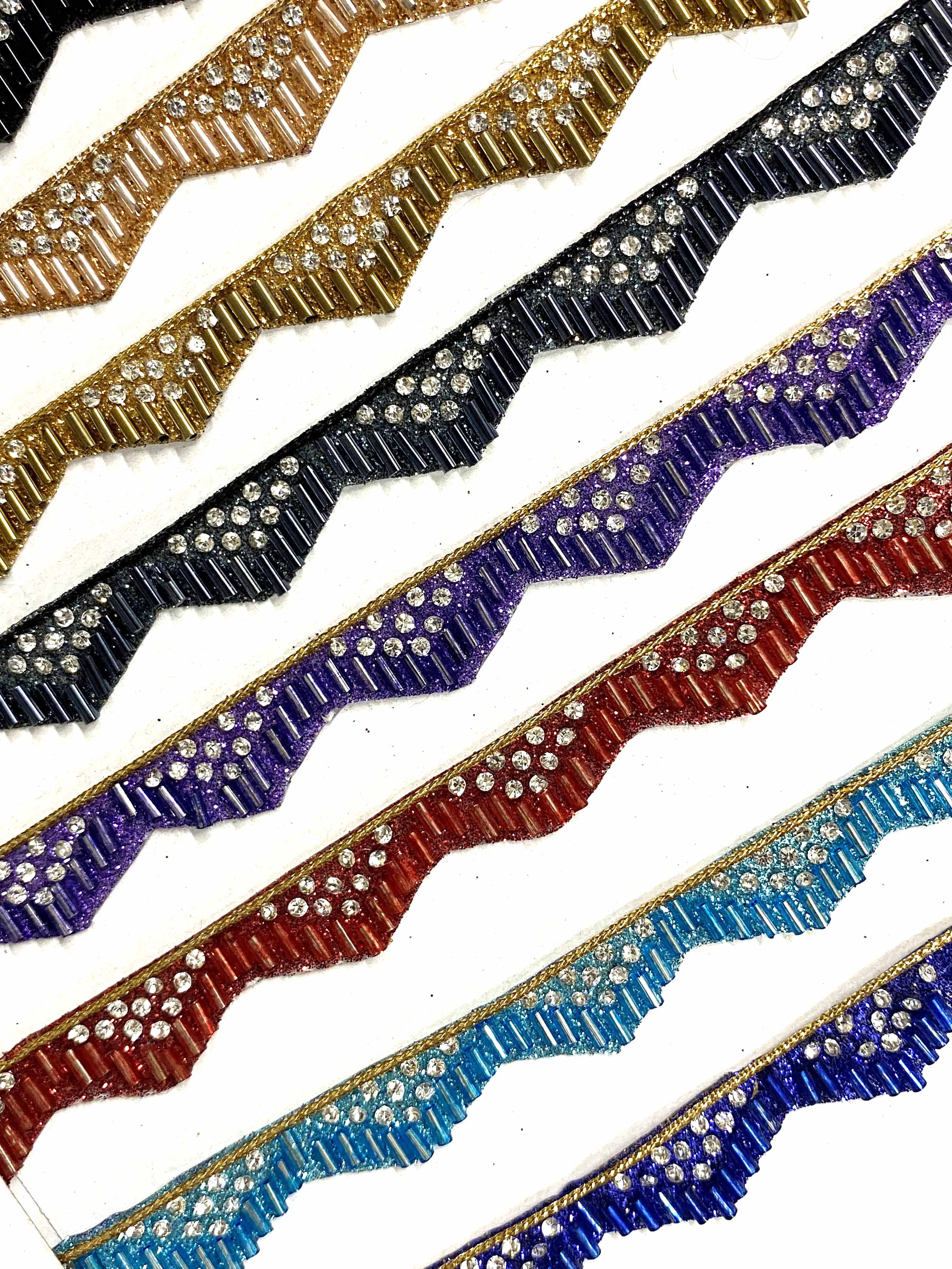 Golden High Quality Beads Crystal Mirror Rhinestone Hot Fix Lace Embroidery Trim For African Wedding Dress And Bridal Fan