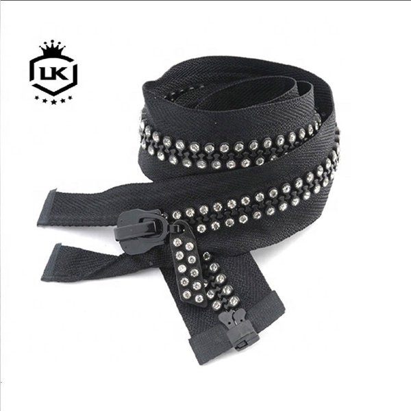 Lanke Custom Rhinestone Zipper With Plastic Teeth and Diamond Zipper use for fashion garments or shoes