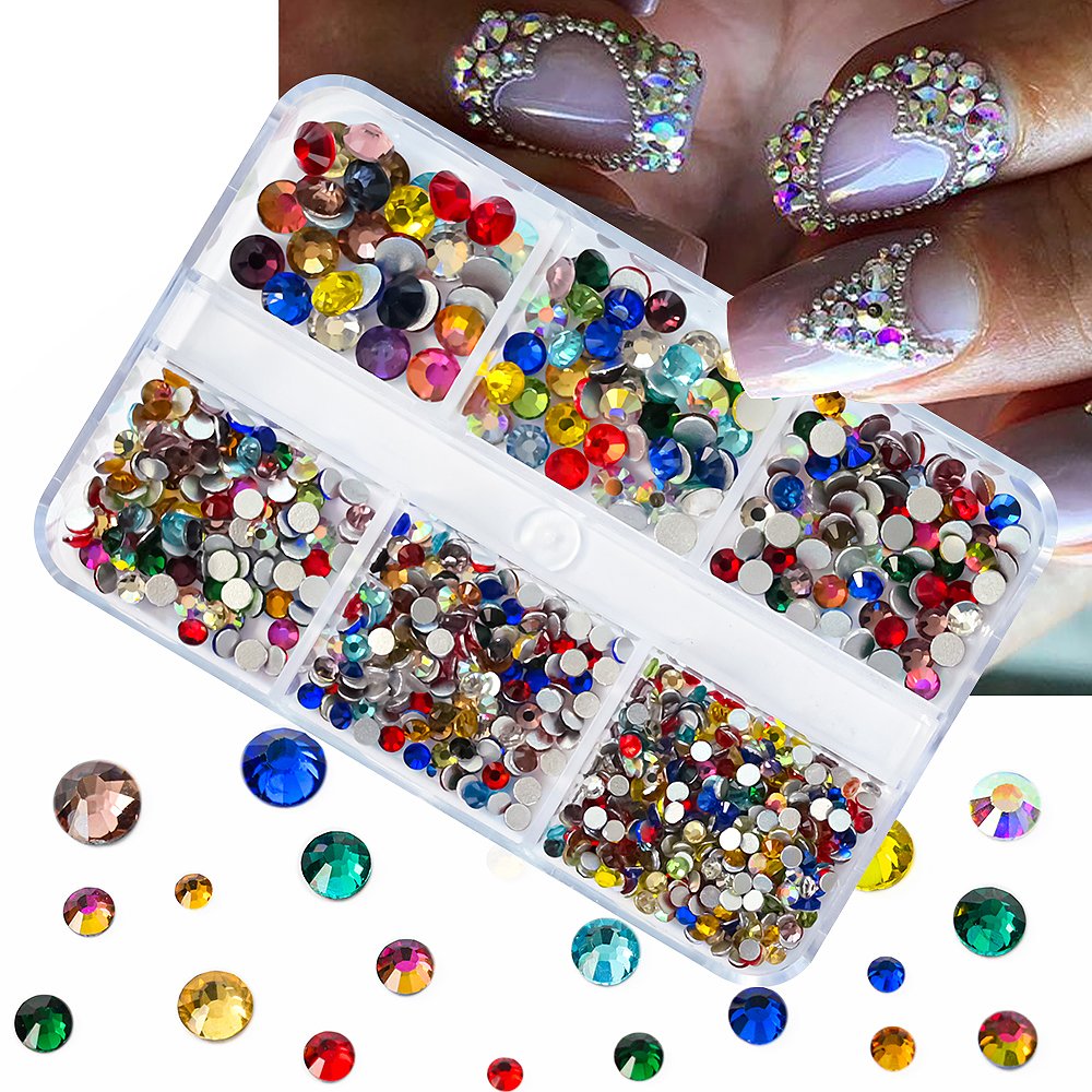 1 Box Mix Sizes ss6-ss20 Glass Non Hot Fix Rhinestone Flat Back Crystal Stone Strass Glitters Nail Diamond For DIY Garment