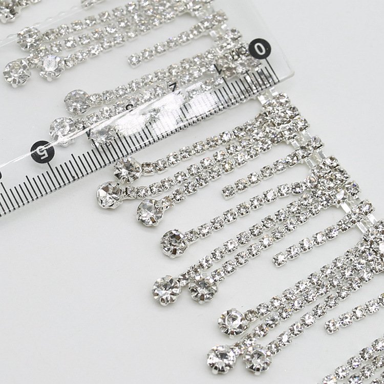 4.5cm Rhinestone Fringe for Sewing Crafts Jeans Clothing Accessories Tassel Chain DIY for Wedding Dresses Skirts Decoration