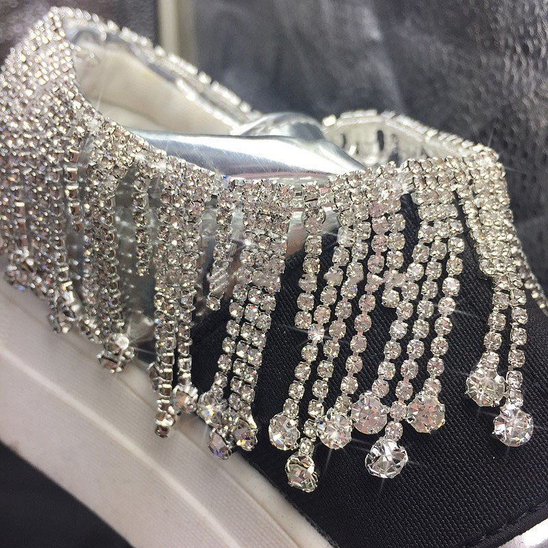4.5cm Rhinestone Fringe for Sewing Crafts Jeans Clothing Accessories Tassel Chain DIY for Wedding Dresses Skirts Decoration