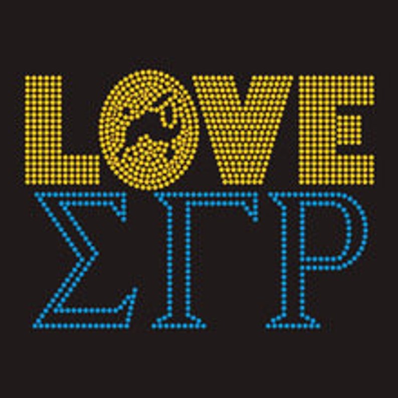 Greek Symbol Sapphire Gold Hot Fix SIGMA GAMMA RHO SORORITY 1922 Soror Design Iron On Custom Rhinestone Transfer 1920 Motif