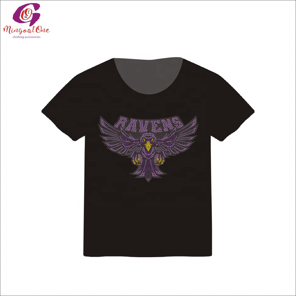 Top Selling Wholesale Custom NFL Football Logo Rhinestone Heat Transfer Bling Sport Team Logo Rhinestone Iron On Motif Shirt