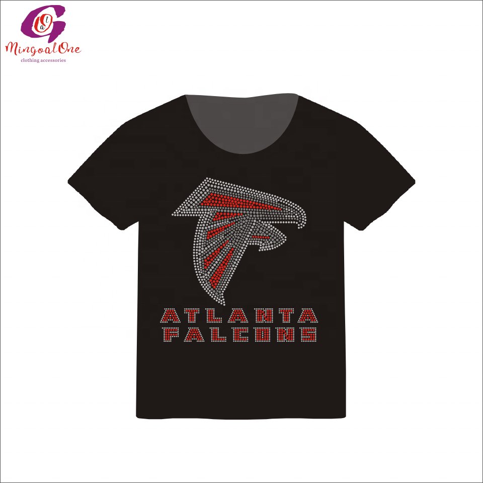 Top Selling Wholesale Custom NFL Football Logo Rhinestone Heat Transfer Bling Sport Team Logo Rhinestone Iron On Motif Shirt