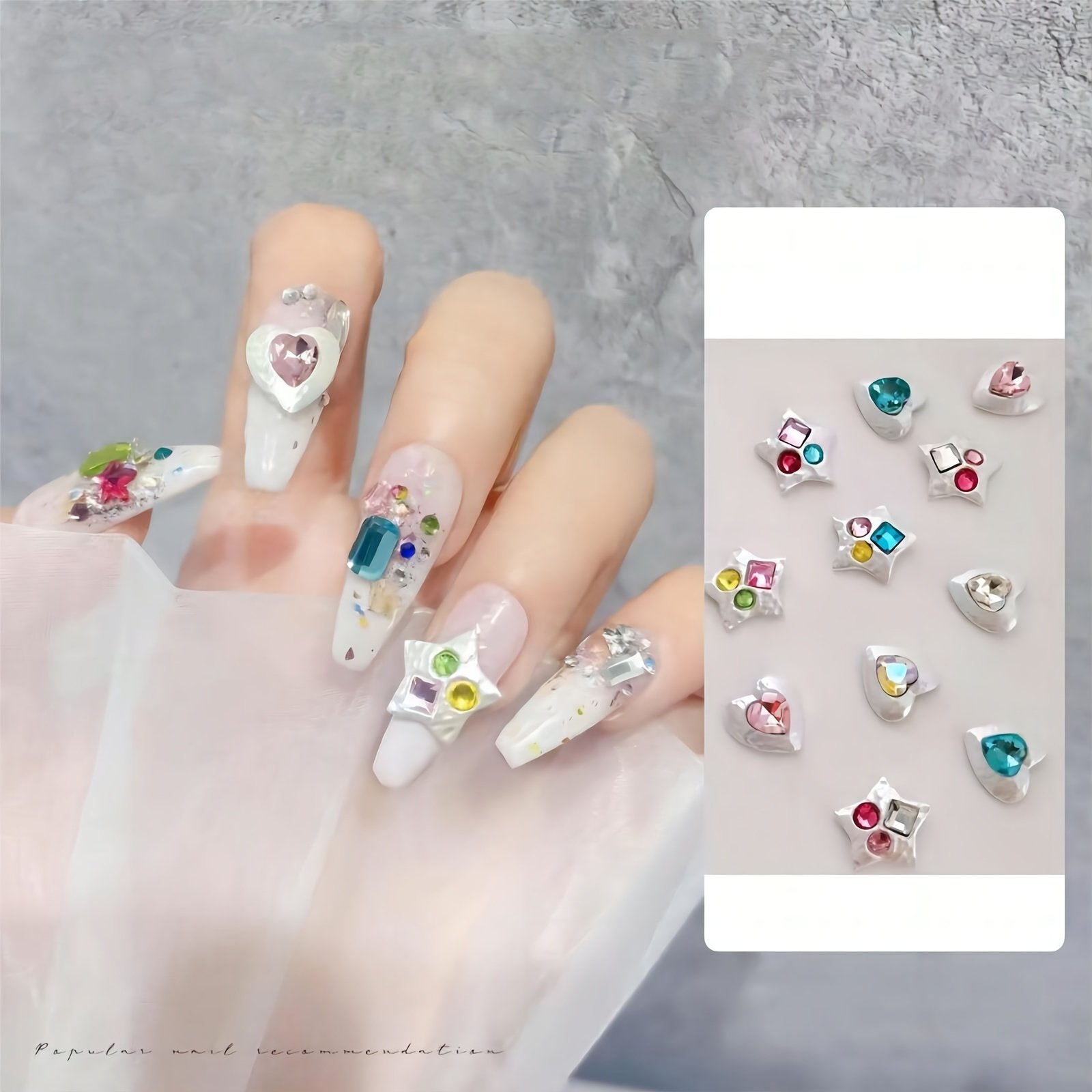 nail art spray paint colored jewelry diamond three-dimensional pentagonal star diamond nail art decoration Rhinestones