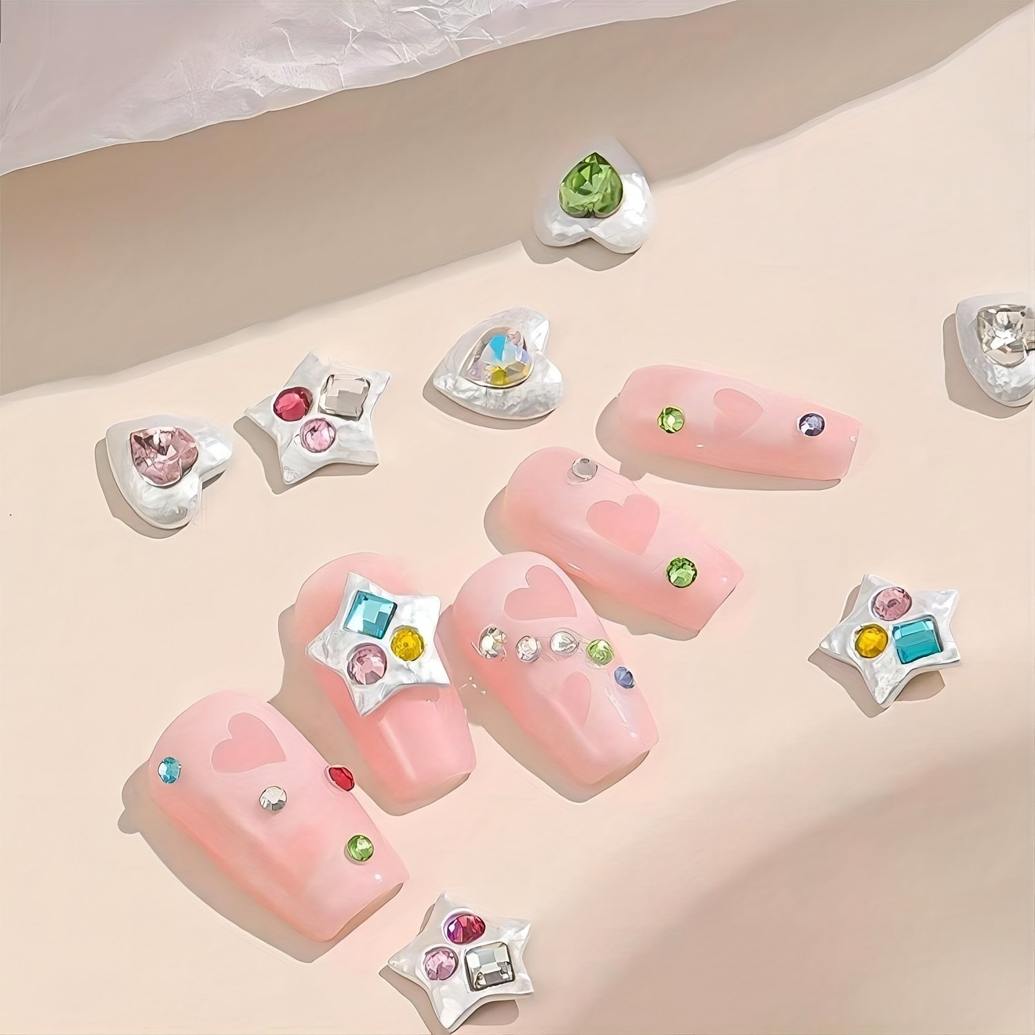 nail art spray paint colored jewelry diamond three-dimensional pentagonal star diamond nail art decoration Rhinestones