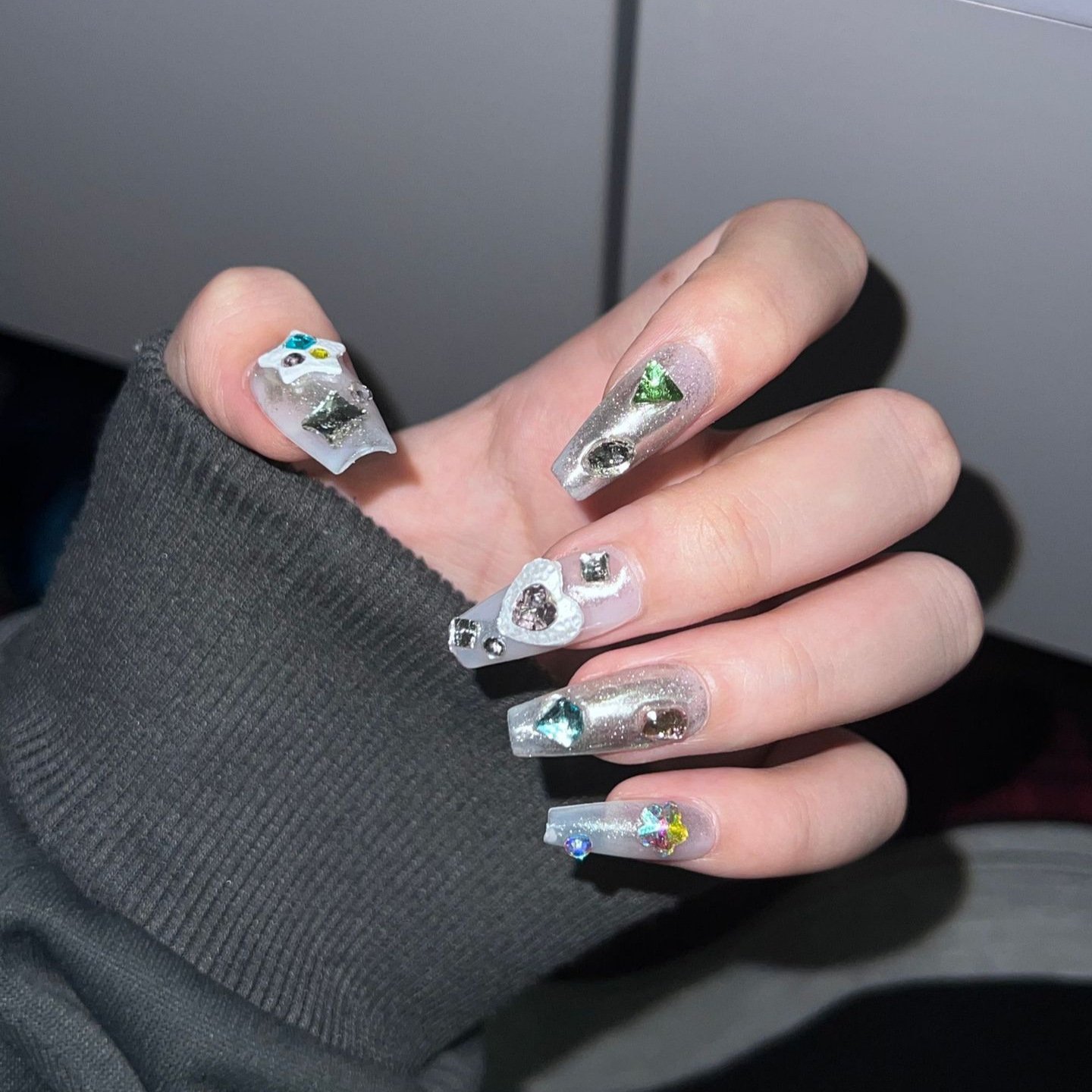 nail art spray paint colored jewelry diamond three-dimensional pentagonal star diamond nail art decoration Rhinestones