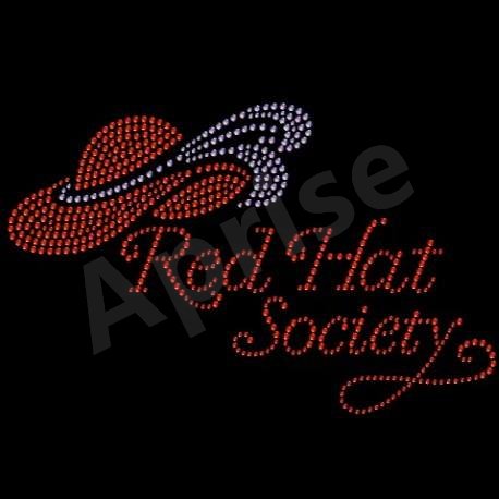 Aprise - Red Hat Iron On Rhinestone Transfer Motif Heat Transfer Sorority design For T-shirts Custom Made