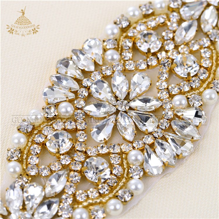 Hot sale bridal rhinestone crystal wedding sash applique more stock