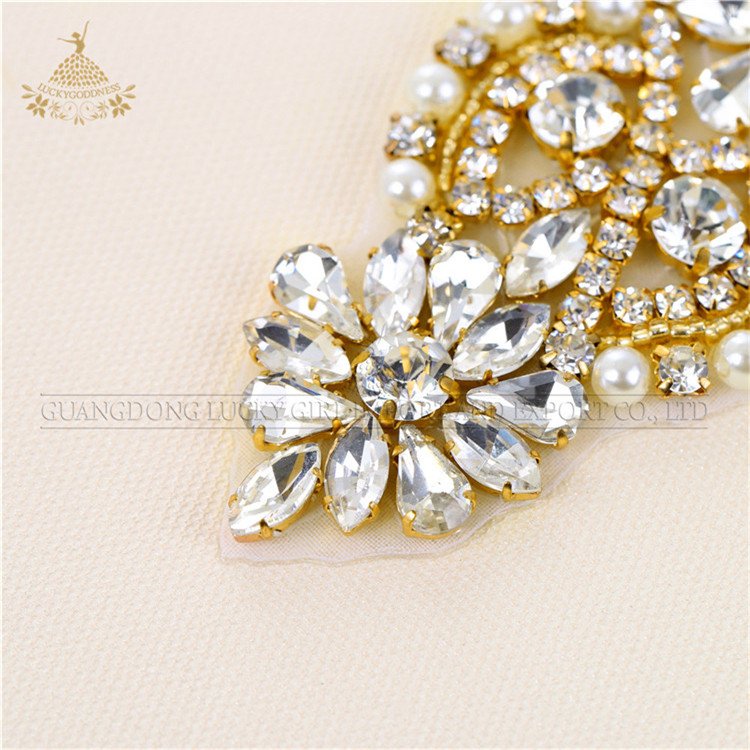 Hot sale bridal rhinestone crystal wedding sash applique more stock