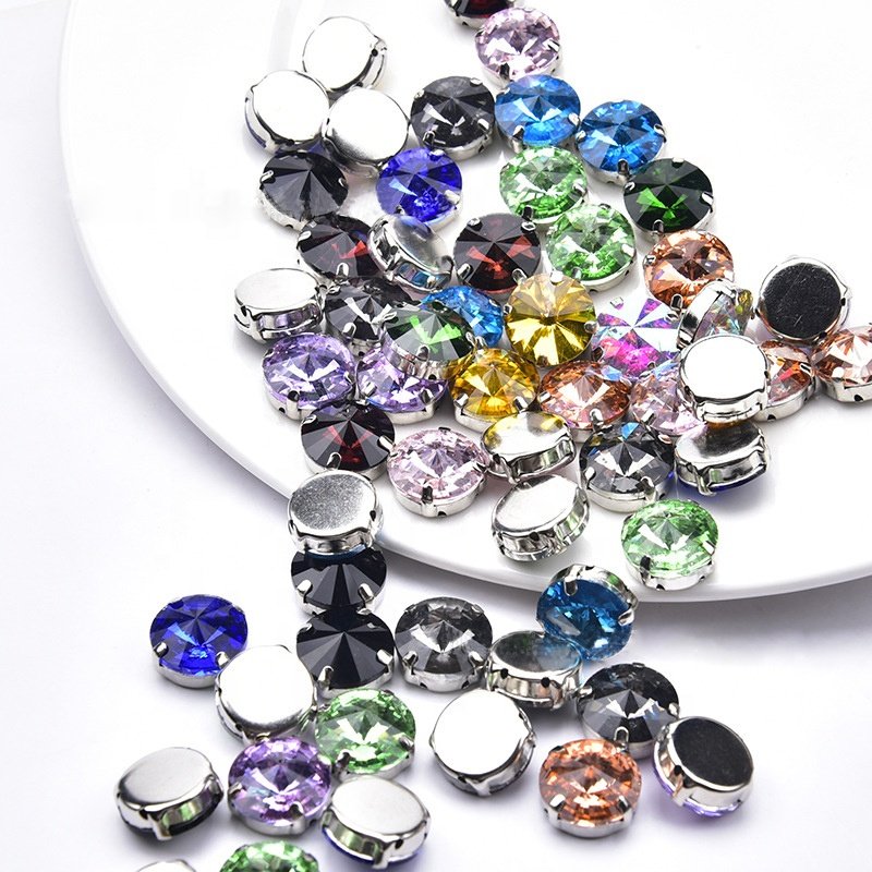 wholesale sew on 8-20mm round satellite claw rhinestone glass diamond DIY clothing shoes bags crystal decoration accessories