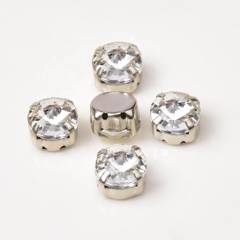 wholesale sew on 8-20mm round satellite claw rhinestone glass diamond DIY clothing shoes bags crystal decoration accessories
