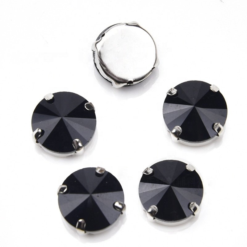 wholesale sew on 8-20mm round satellite claw rhinestone glass diamond DIY clothing shoes bags crystal decoration accessories