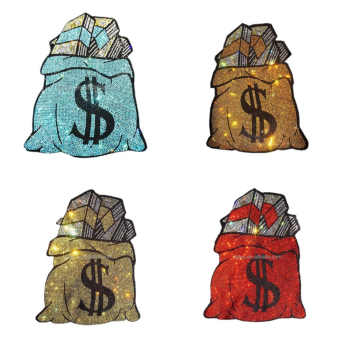 New Designer bear Rhinestone Motif Transfer Hot Strass Transfers money bag Heat Press Rhinestone Transfer