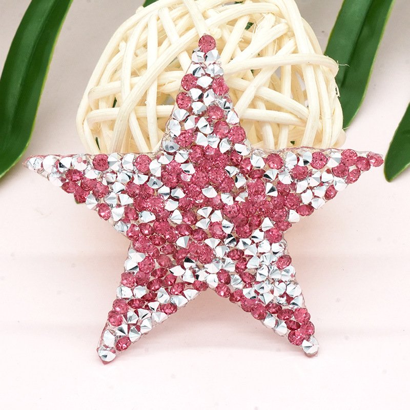 Custom Garment Accessories Diamonds 6cm Size Colored Hotfix Rhinestone Star Patch Iron On For Clothes Bag Shoes