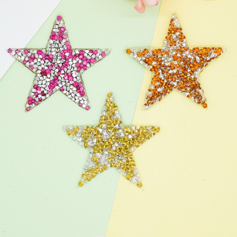 Custom Garment Accessories Diamonds 6cm Size Colored Hotfix Rhinestone Star Patch Iron On For Clothes Bag Shoes