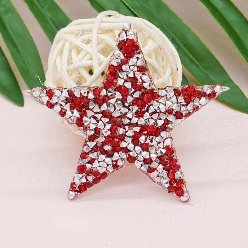 Custom Garment Accessories Diamonds 6cm Size Colored Hotfix Rhinestone Star Patch Iron On For Clothes Bag Shoes