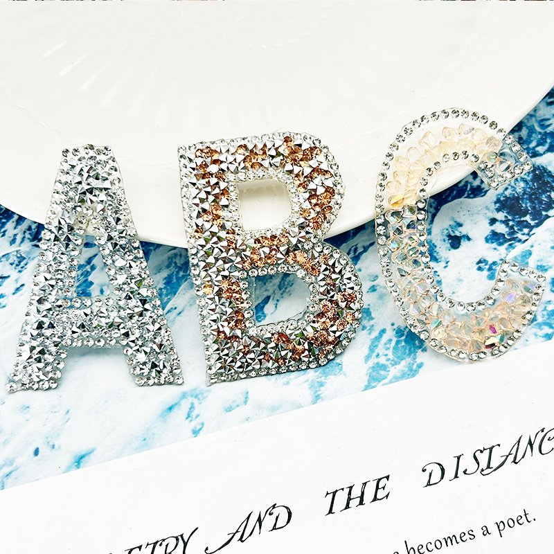 In Stock 6cm Resin Rhinestone Letter Patch Iron On Letters Bulk Rhinestone Letter Patches For Clothing