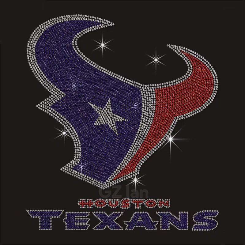 Houston Texans Custom Rhinestone Transfers Hotfix Sport Team Football Motif Crystal Rhinestone Iron On Transfer