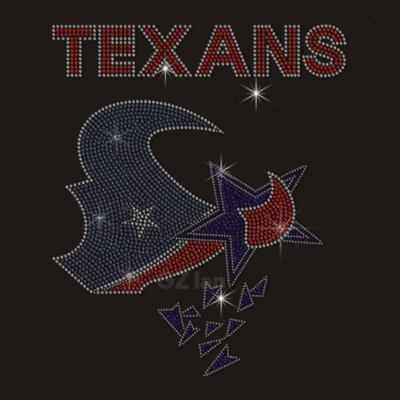 Houston Texans Custom Rhinestone Transfers Hotfix Sport Team Football Motif Crystal Rhinestone Iron On Transfer