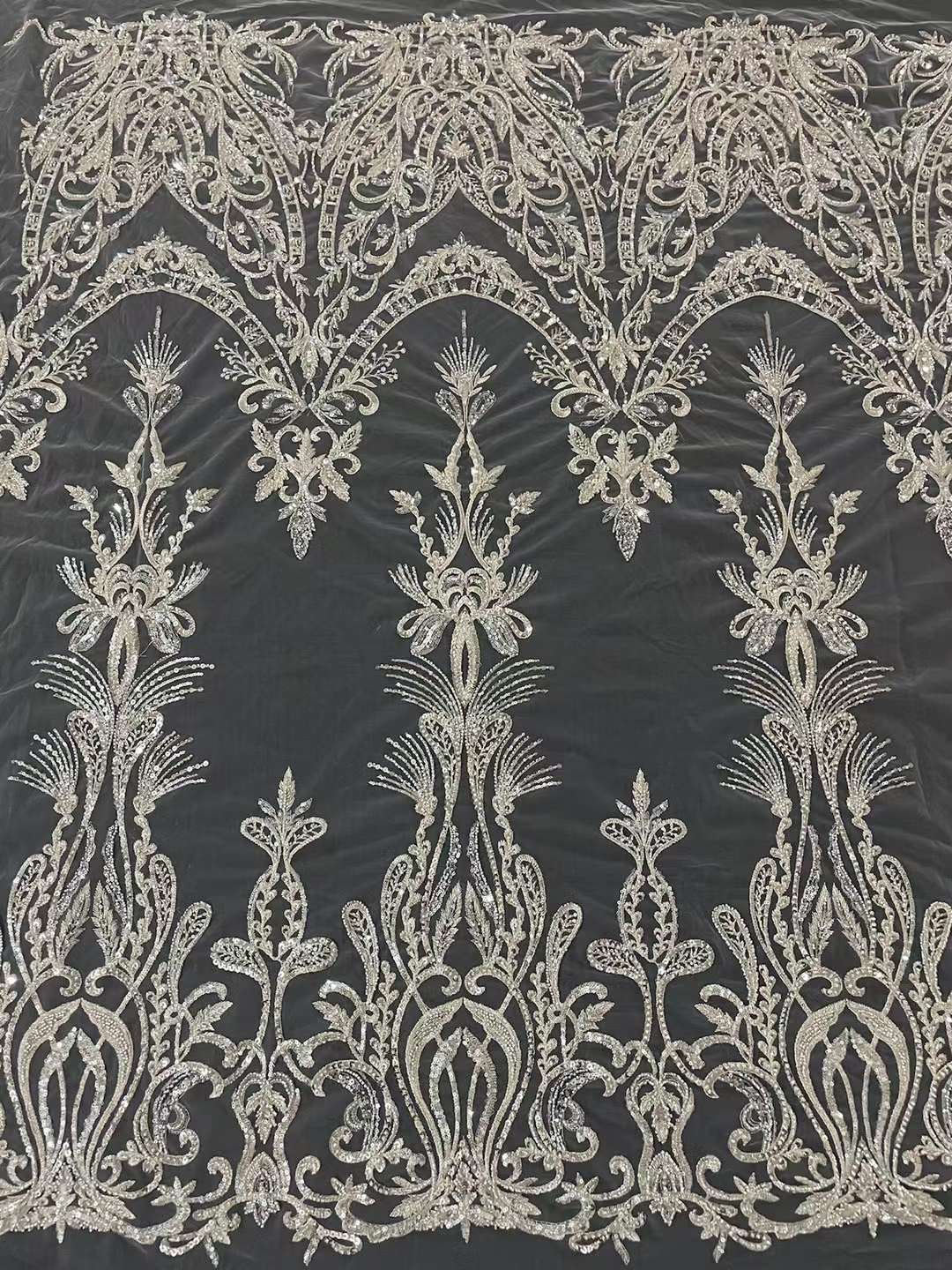 Dress material rhinestone fabric lace white