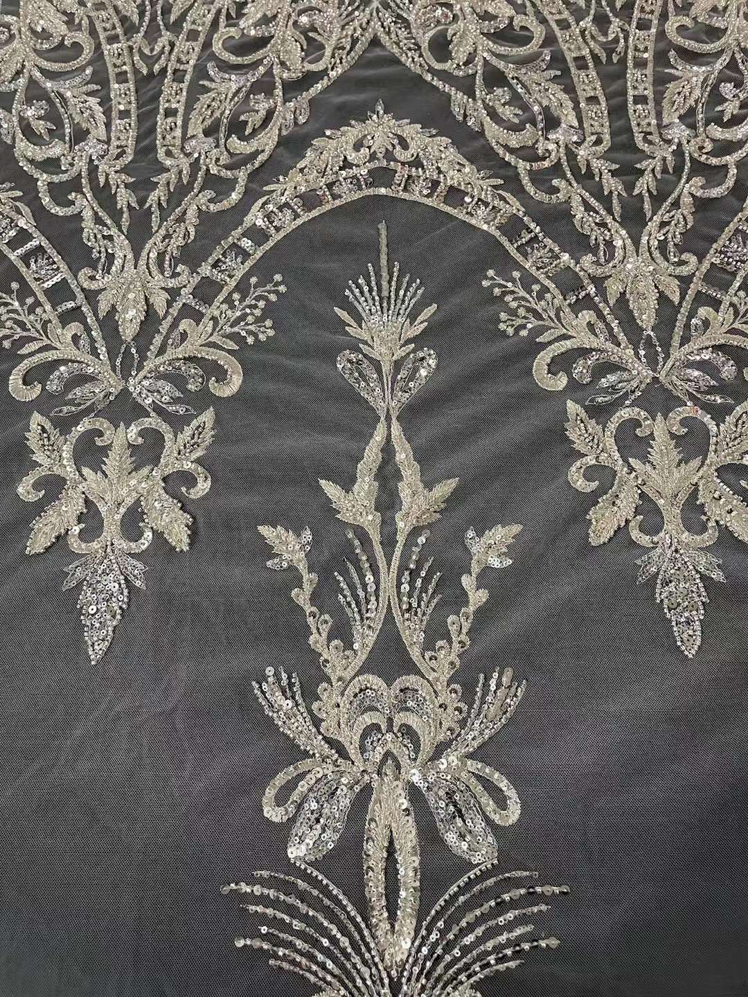 Dress material rhinestone fabric lace white