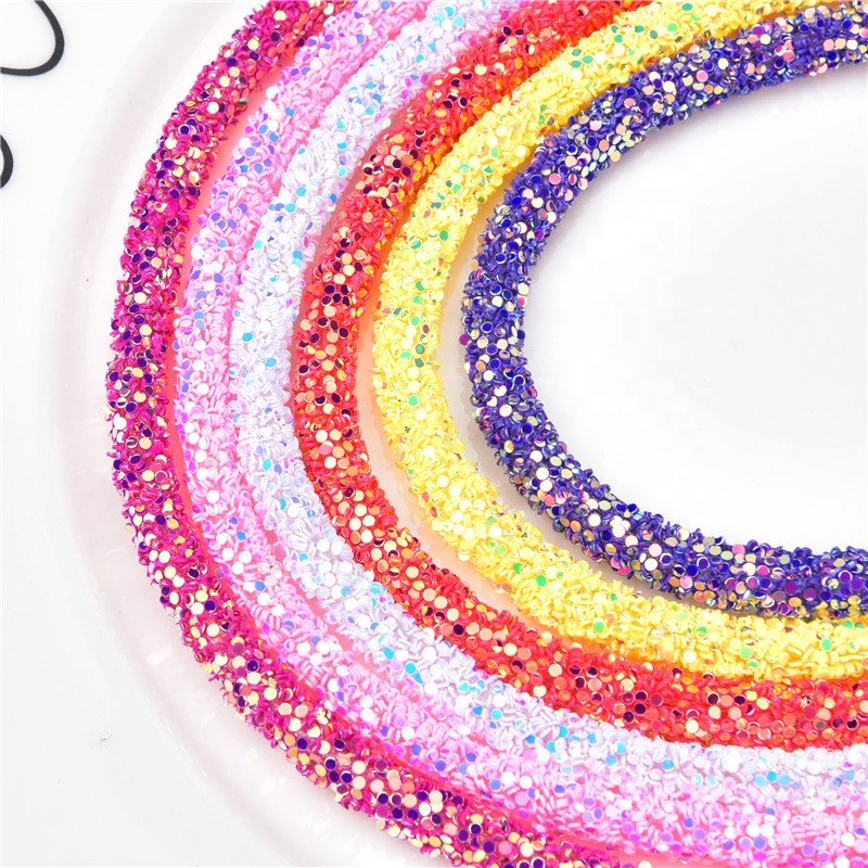 6mm Glitter Sequins Rhinestones Soft Tube Cord Rope String for DIY Clothes Shoes Hat Jewelry Bracelet Decoration
