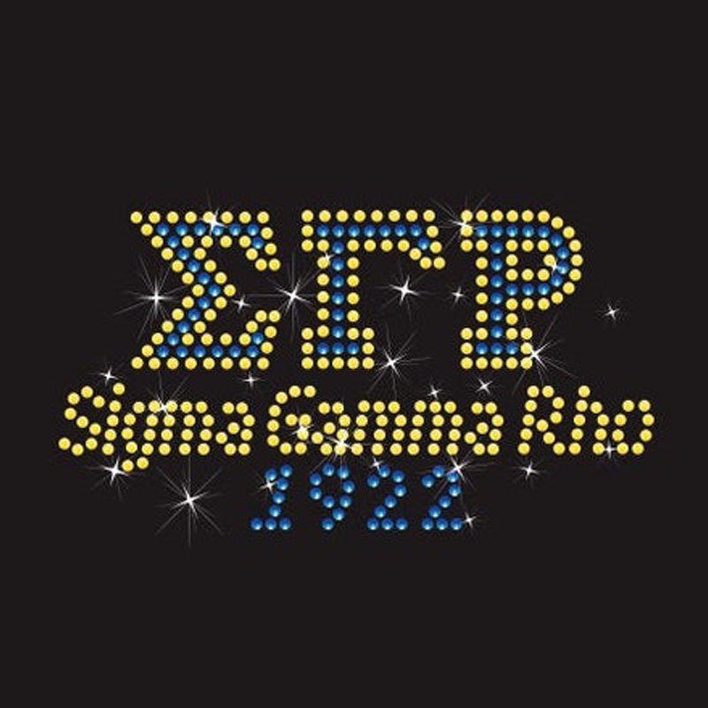 Hot Fix SIGMA GAMMA RHO SORORITY 1922 Soror Design Iron On Custom Rhinestone Transfer 1920 Motif